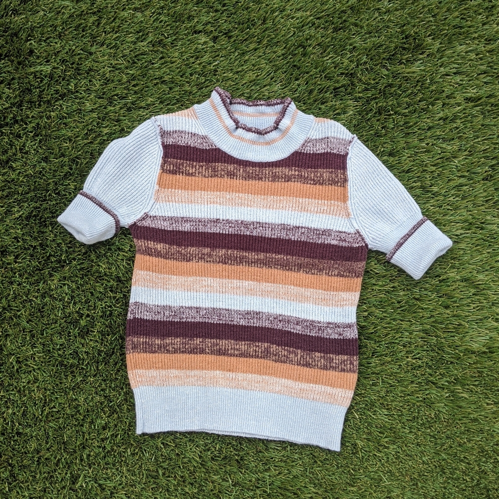 fp striped sweater knit short sleeve